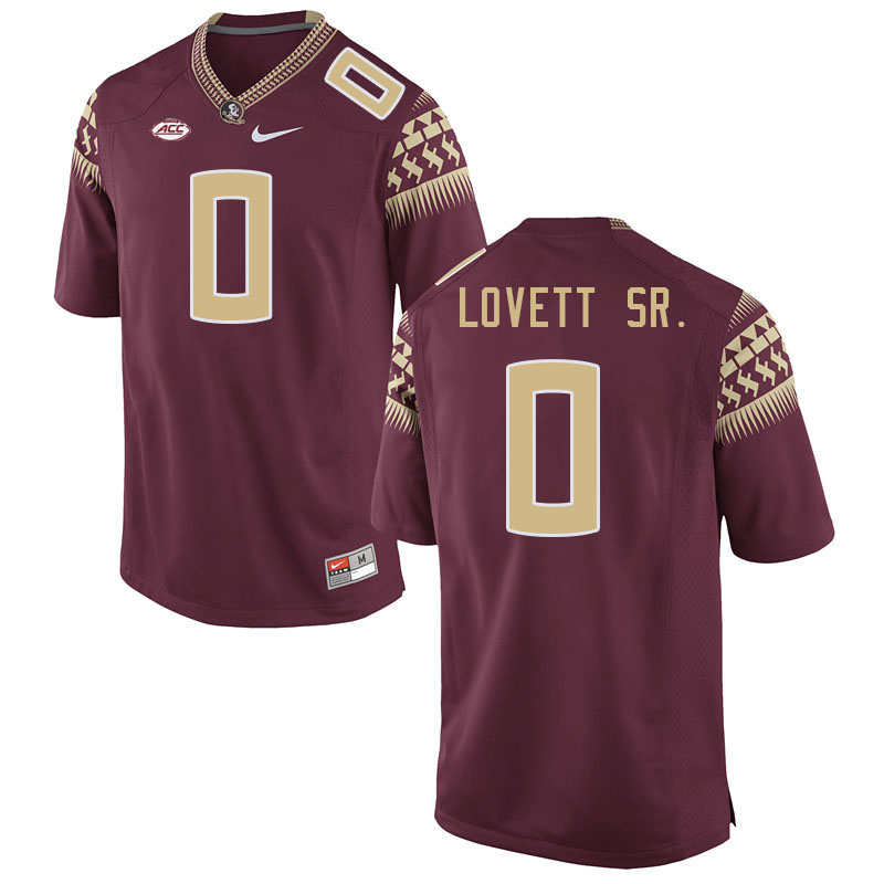 Men #0 Fabien Lovett Sr. Florida State Seminoles College Football Jerseys Stitched-Garnet